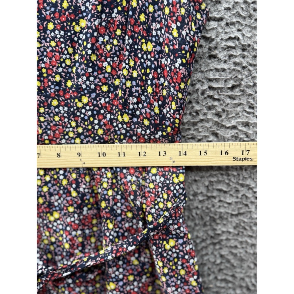 J Crew Tiered Floral Maxi Dress Navy Blue Linen Cotton Ruffle CottageCore Size 6 - Picture 8 of 10